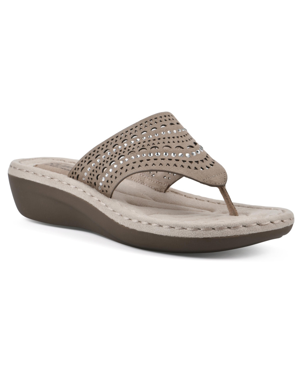 Shop Cliffs By White Mountain Women's Comate Thong Sandal In Stone Fabric- Textile