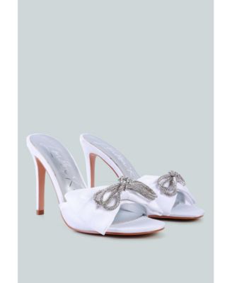 Women's Brag In Rhinestone Embellished Bow Satin Heels sandals