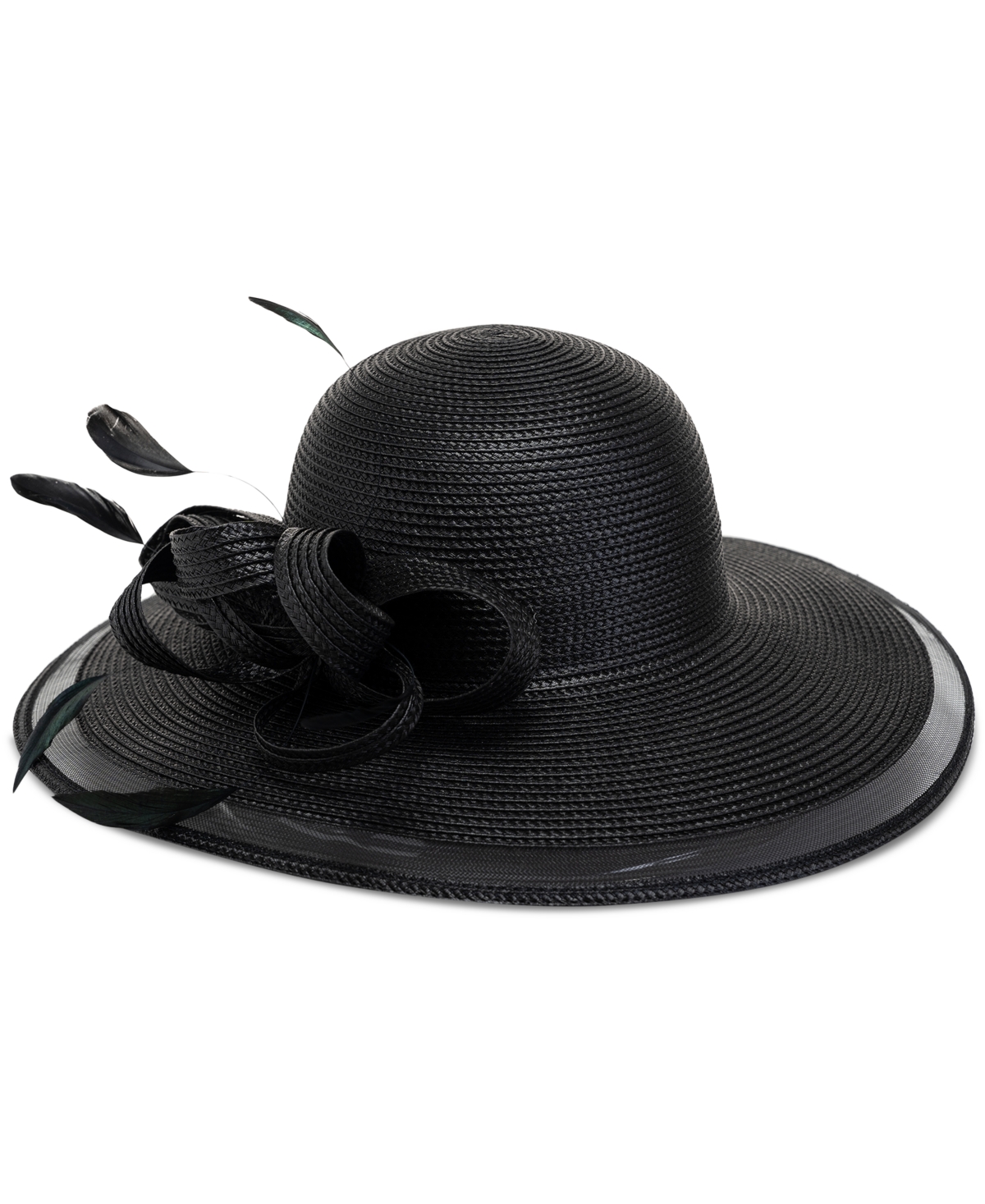 Bellissima Millinery Collection Women's Sheer Ruffled Brim Dressy Hat In Black