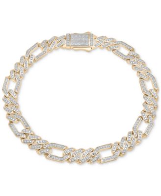 Macy's - Men's Diamond Figaro Link Bracelet Necklace (1 ct. t.w.) in 10k Gold