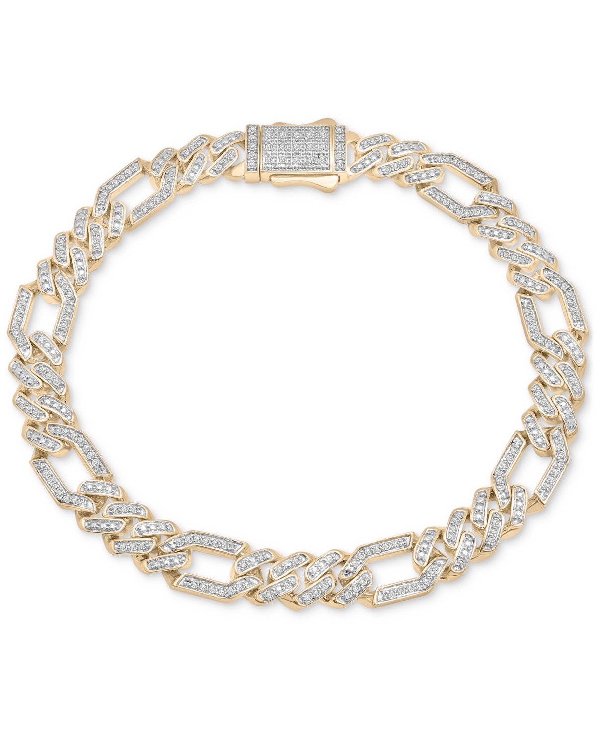 Shop Macy's Men's Diamond Figaro Link Bracelet Necklace (1 Ct. T.w.) In 10k Gold