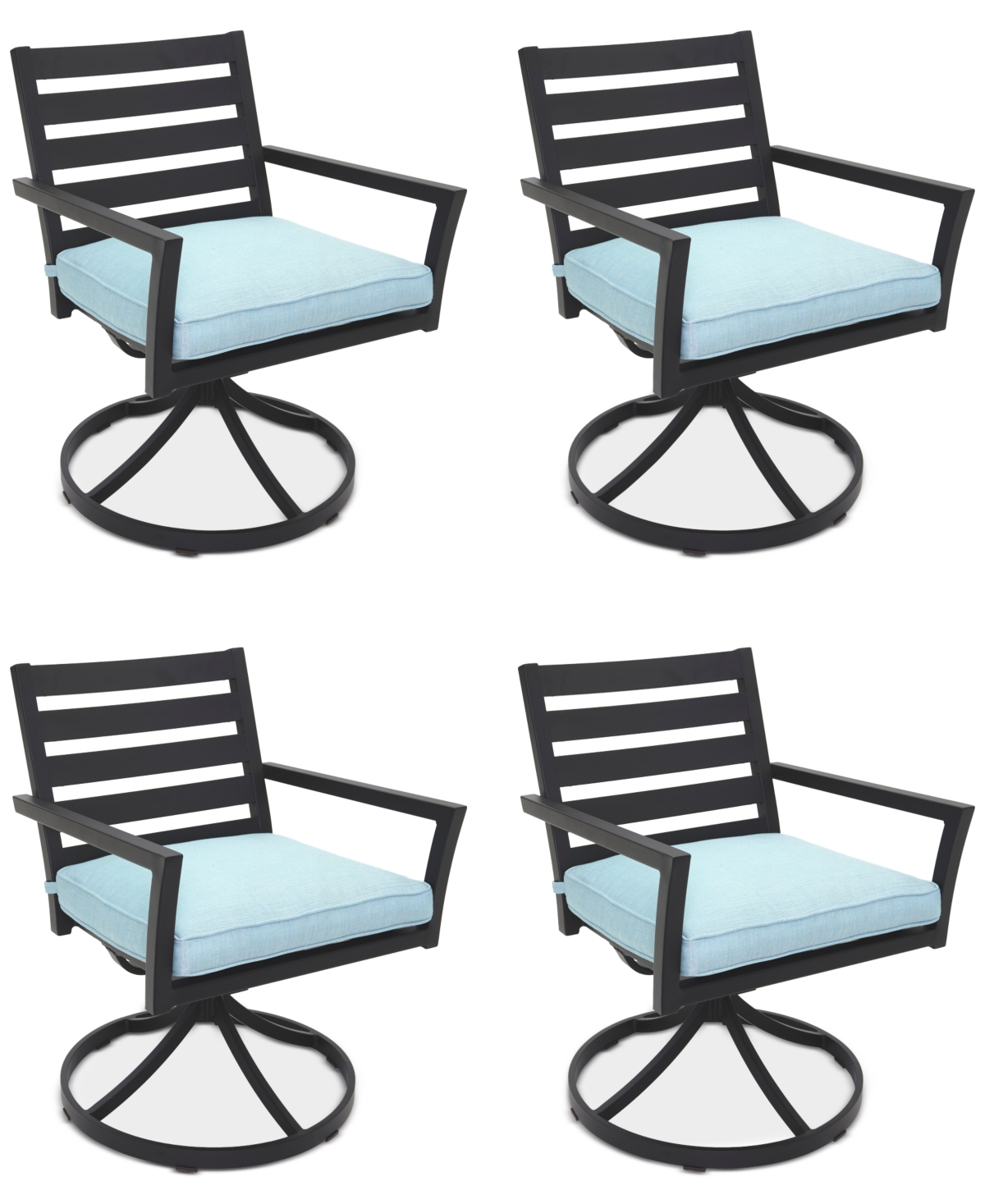 Agio Astaire Outdoor 4-pc Swivel Chair Bundle Set In Spa Light Blue