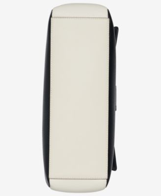 Clove Mixed Material Push-Lock Triple Compartment Tote Bag