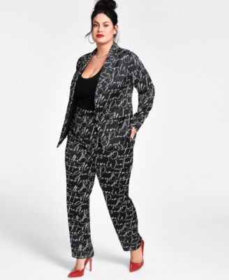 Trendy Plus Size Printed Blazer Pants