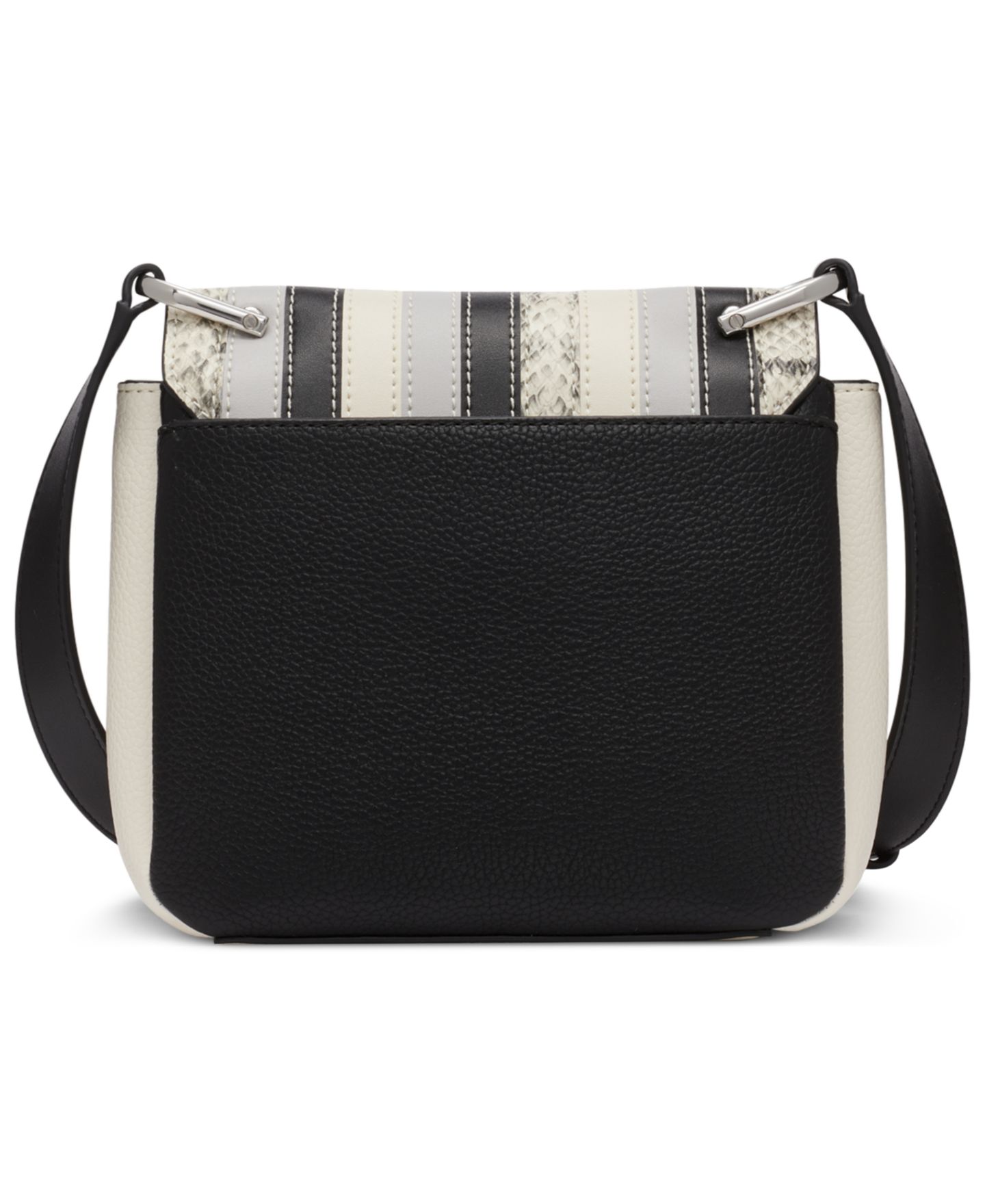 Женская сумка Calvin Klein Clove Mixed Material Push-Lock Crossbody with Adjustable Strap, цвет: Чёрный / Белый змеиный — фото 2
