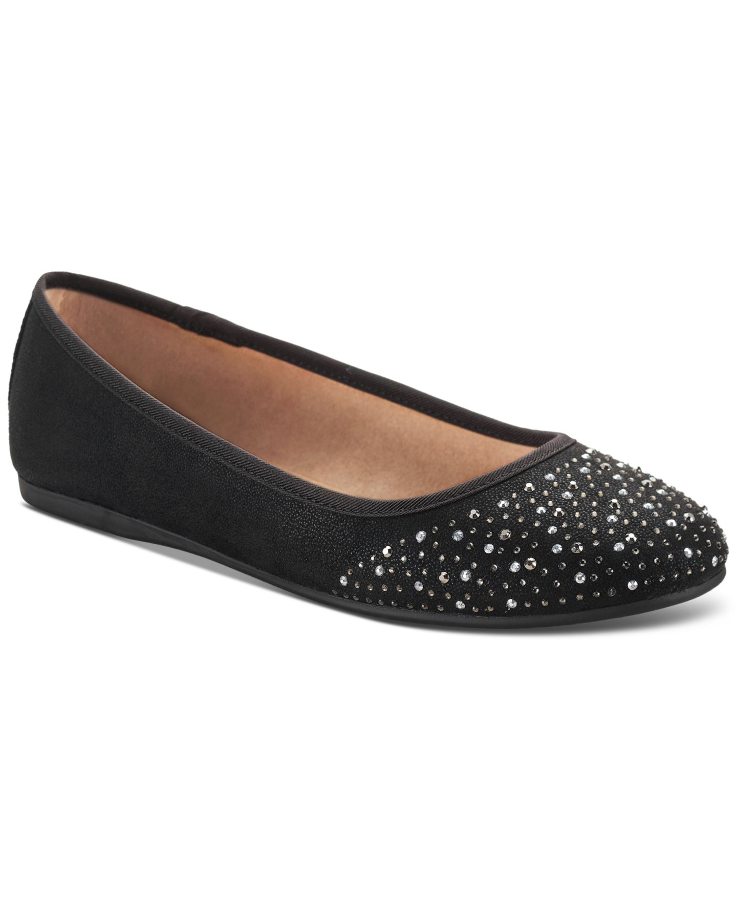 Женские балетки Style & Co Angelynn Rhinestone Glitter Ballet Flats, цвет: Чёрный — фото 1