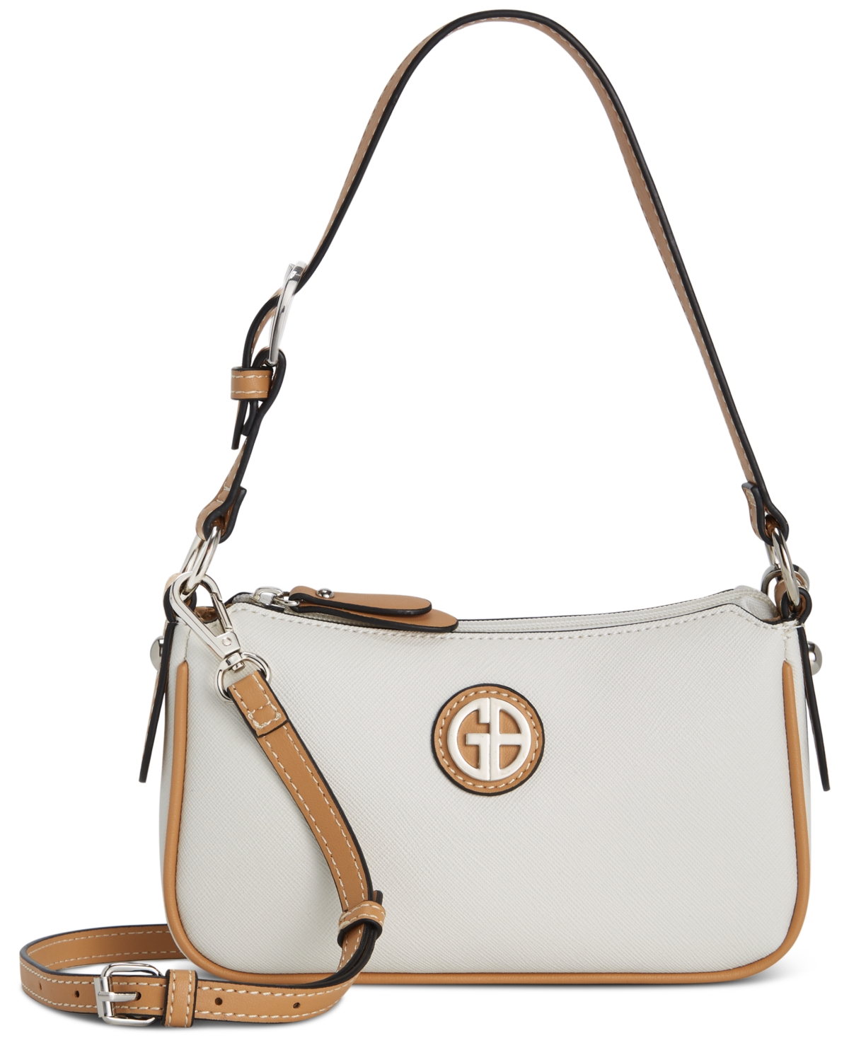 Shop Giani Bernini Saffiano Baguette Shoulder Bag, Created For Macy's In White