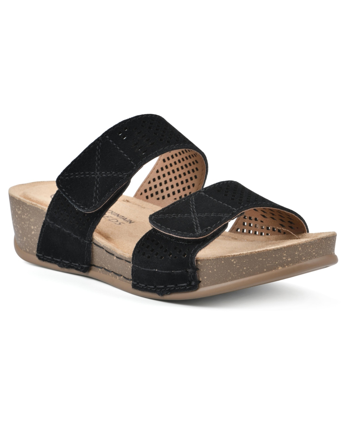 Shop White Mountain Ferula Slide Sandals In Black Leather