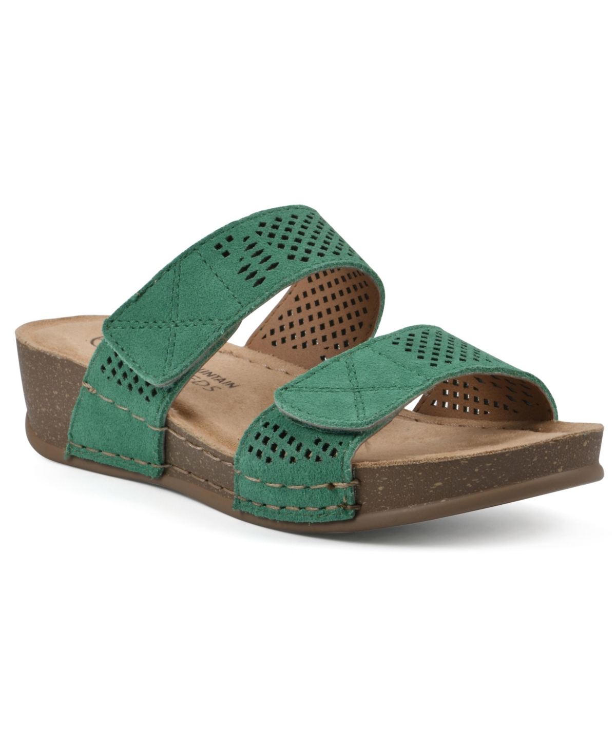 Shop White Mountain Ferula Slide Sandals In Classic Green Leather