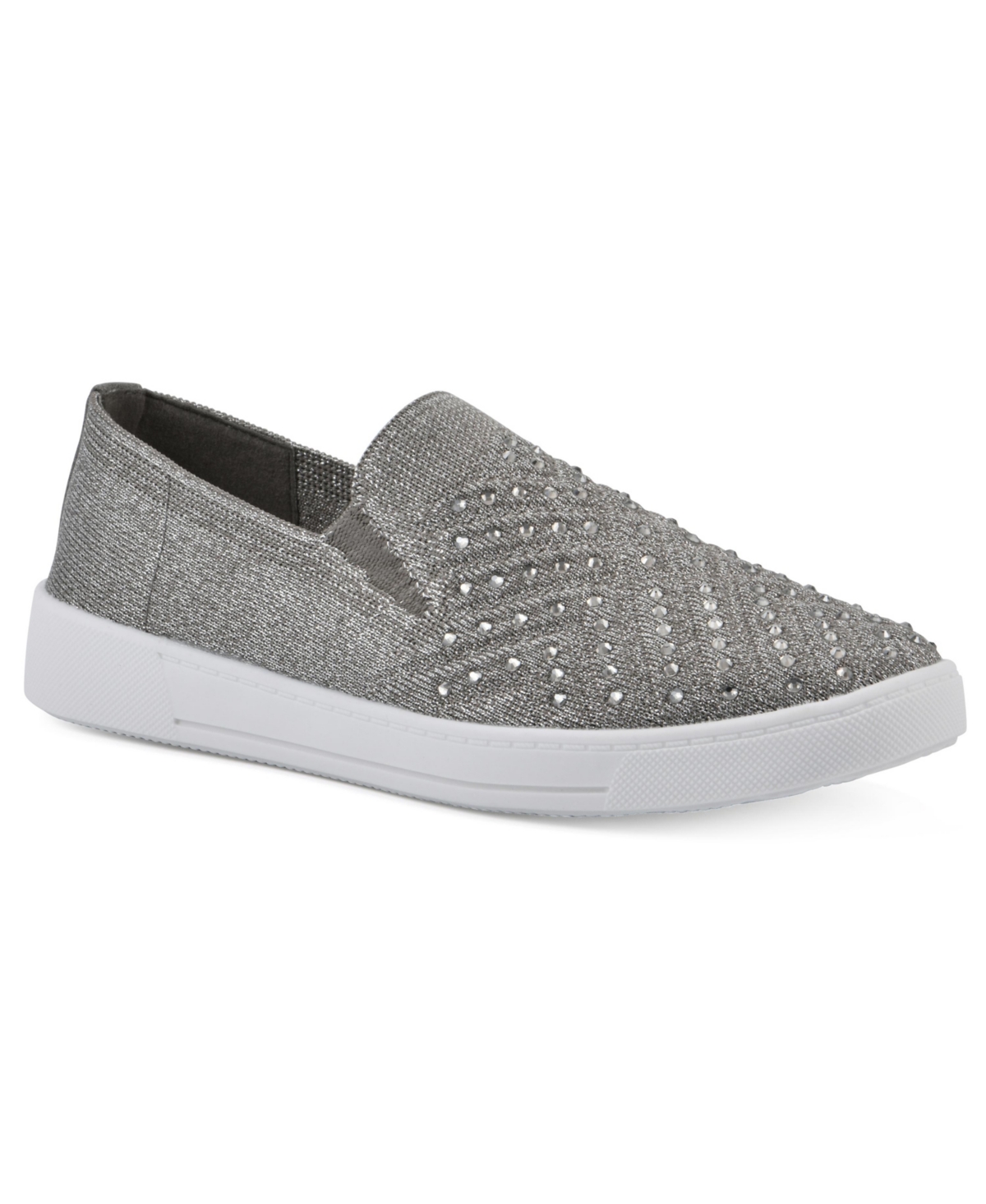 White Mountain Upbring Slip On Sneakers In Silver Fabric
