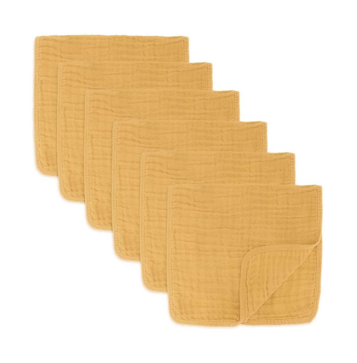 Comfy Cubs Baby Boys And Baby Girls Muslin Burp Cloths, Pack Of 6 In Yellow
