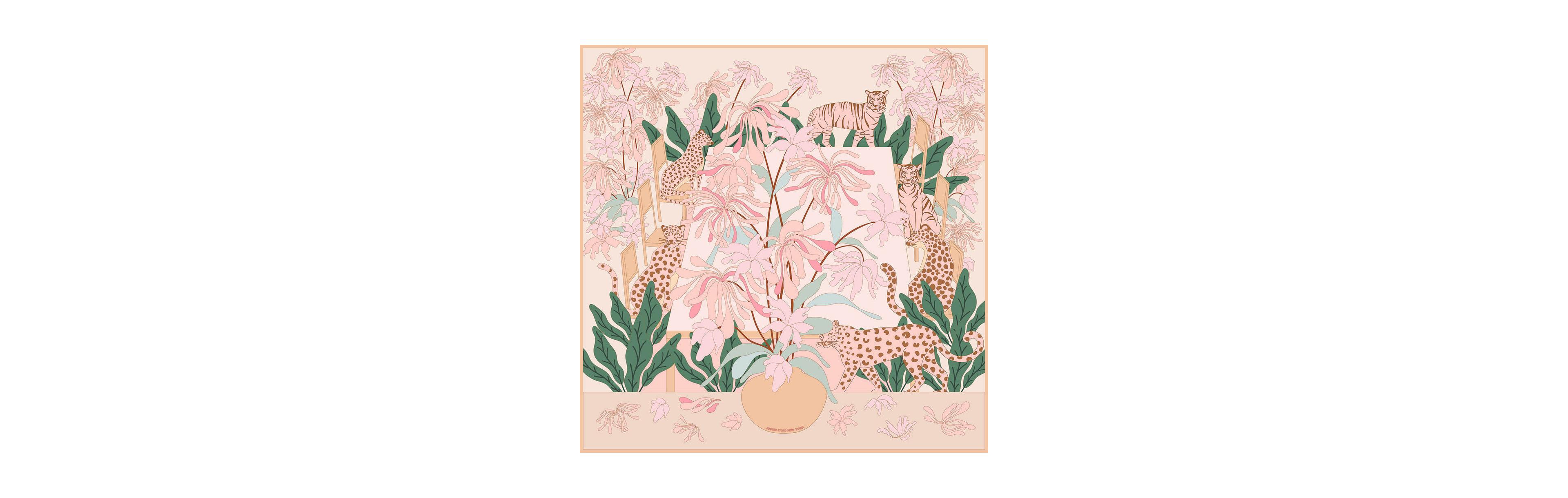 Jessie Zhao New York Double Sided Silk Scarf Of Jungle Gathering