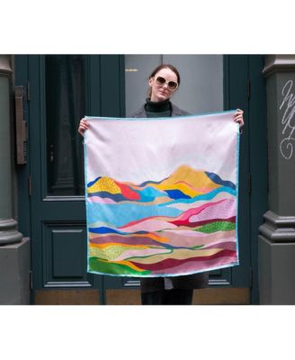 Double Sided Silk Scarf of Ocean Breeze