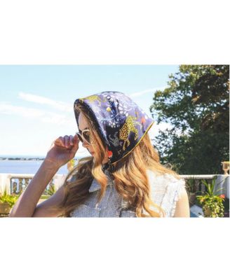 Silk Bandana Scarf of Amazon Rainforest Journey in Blue