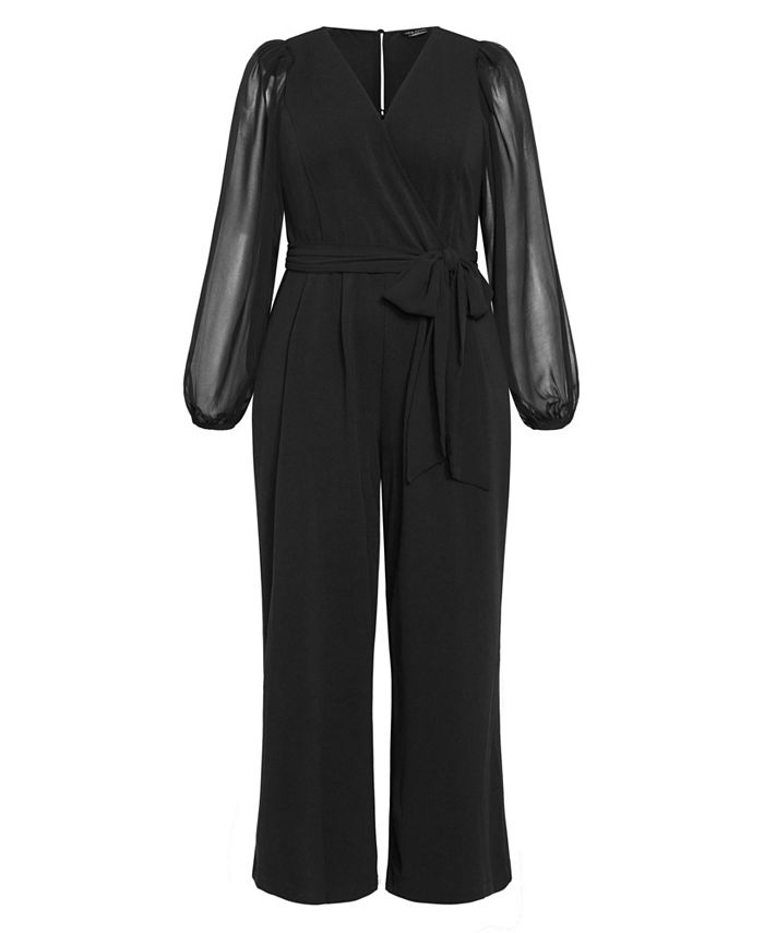 CITY CHIC Plus Size Sheer Sleeve Jumpsuit - Macy's