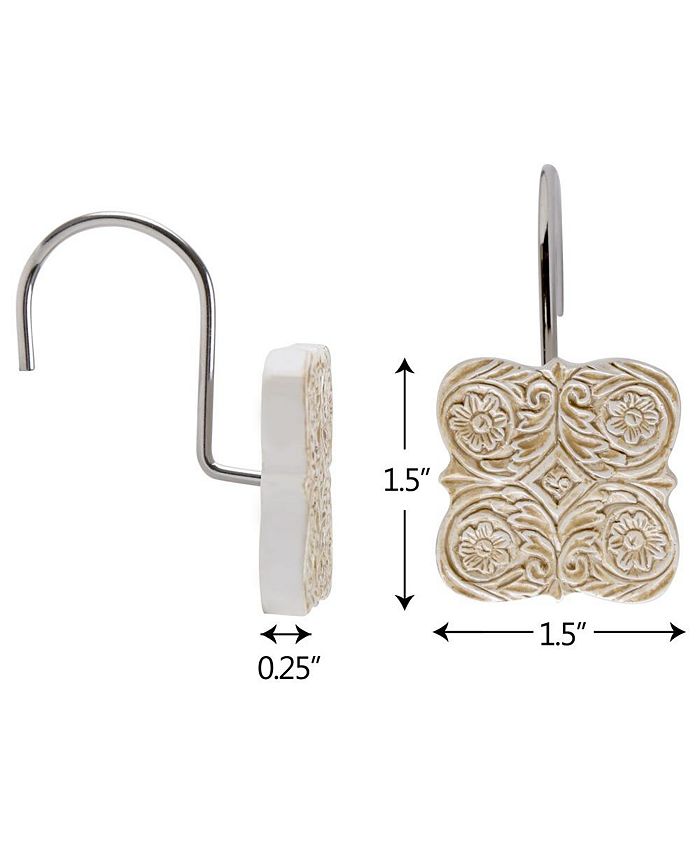 Creative Scents Victoria Collection Beige Shower Curtain Hooks Set of