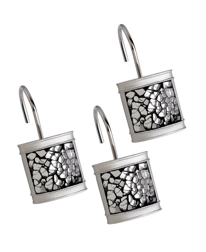 Creative Scents Brushed Nickel Silver Shower Curtain Hooks Set of 12