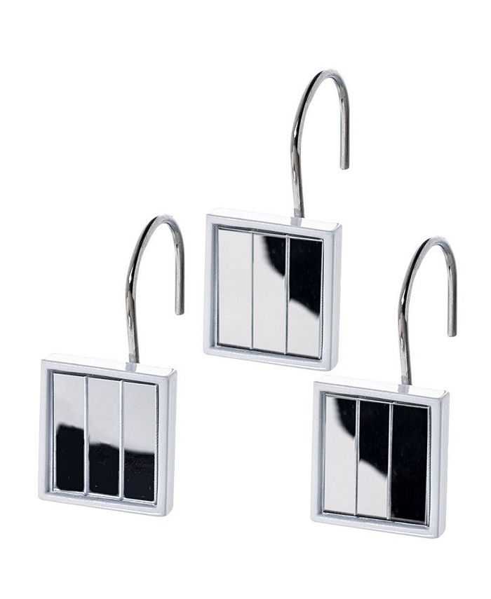 Creative Scents Quilted Mirror White Shower Curtain Hooks Set of 12