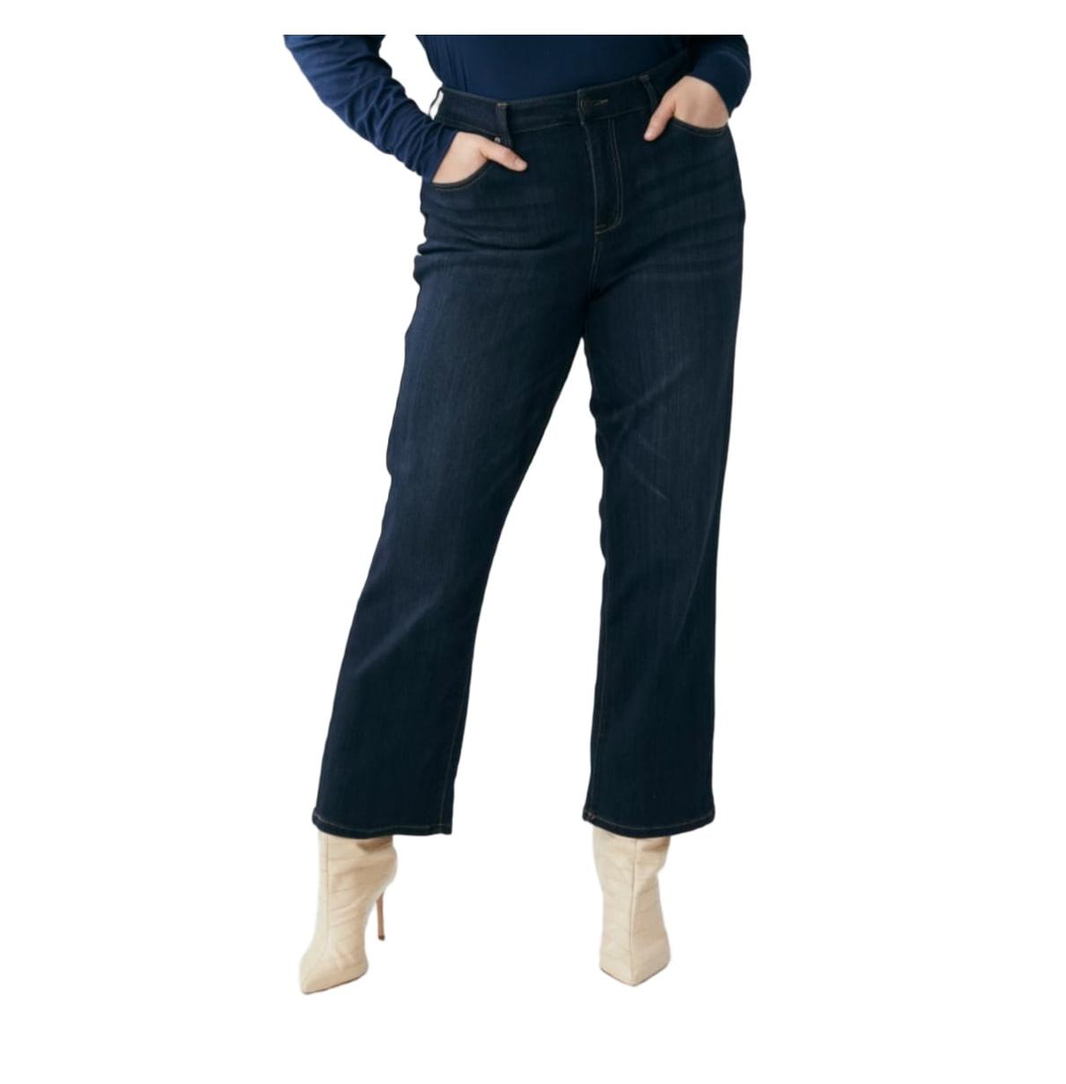 Women's High Rise Straight Leg Jean - Dark wash