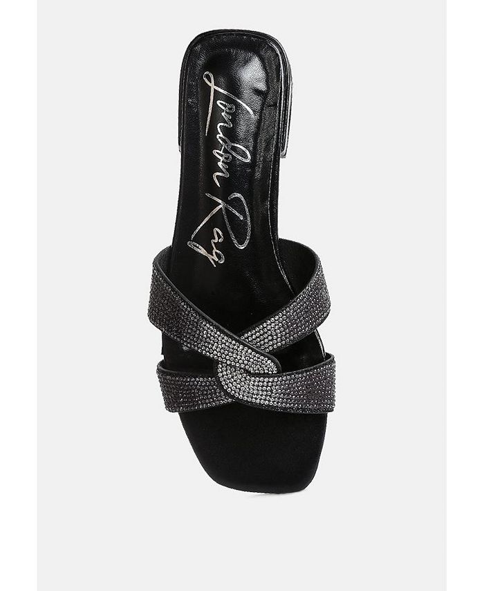 London Rag Women's Rum Cake Cross Strap Rhinestone Sandals Macy's