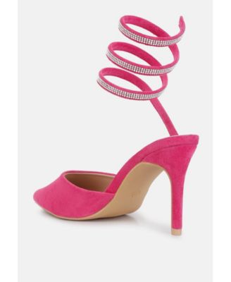 Womens elvira rhinestone embellished strap up sandals