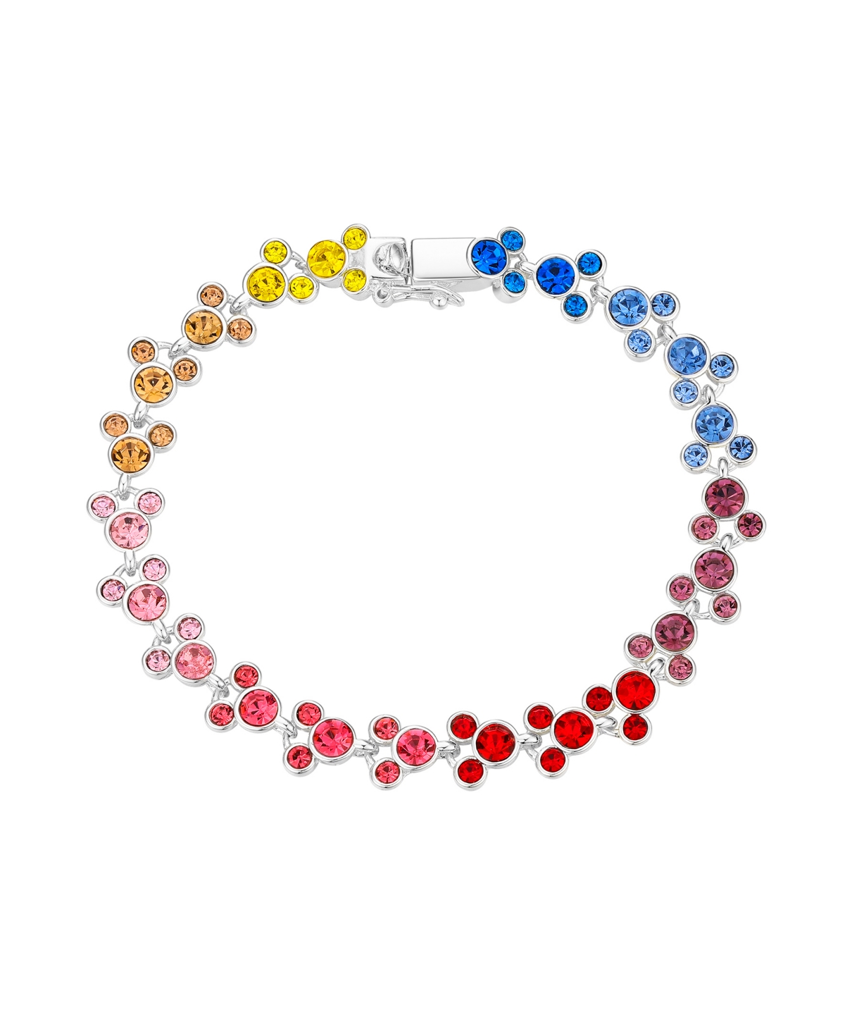 Multi Color Crystal Mickey Mouse Bracelet - Silver