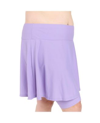 Plus Size Flared Mid-Thigh Swim Skirt With Bike Shorts