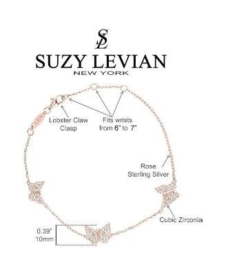 Suzy Levian Sterling Silver Cubic Zirconia Butterfly Station Bracelet