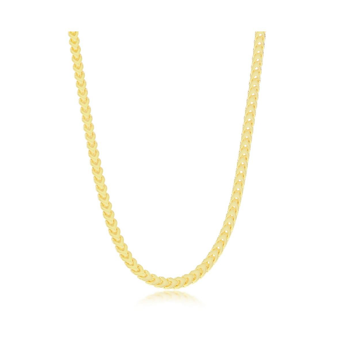Franco Chain 3mm Sterling Silver or Gold Plated Over Sterling Silver 22" Necklace - Gold