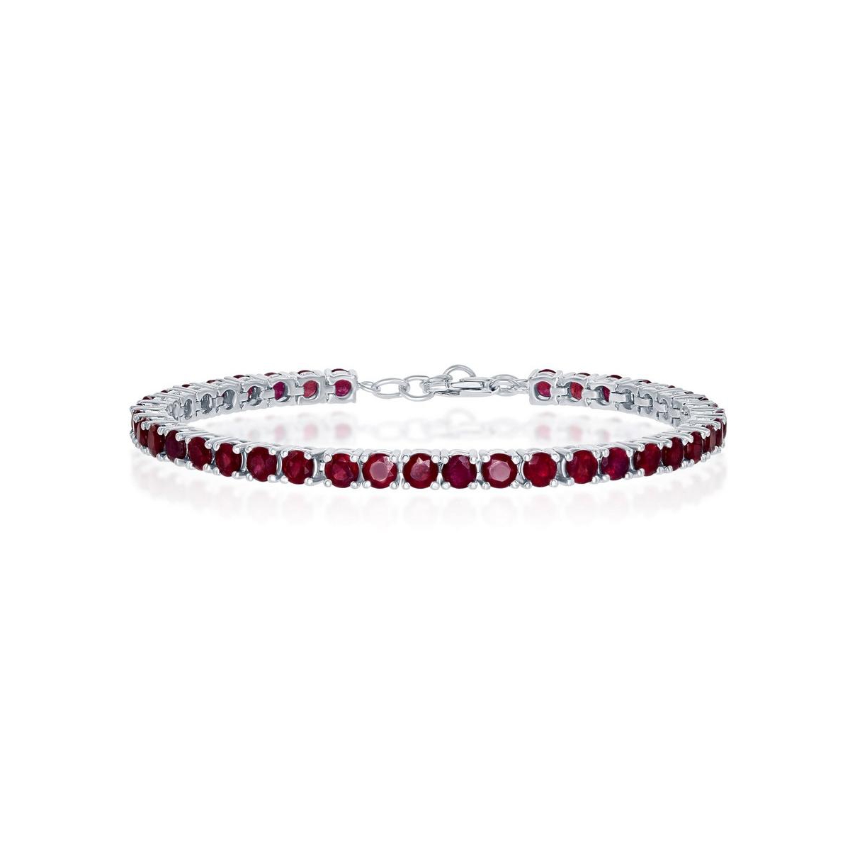 Sterling Silver Gemstone Tennis Bracelet - Ruby