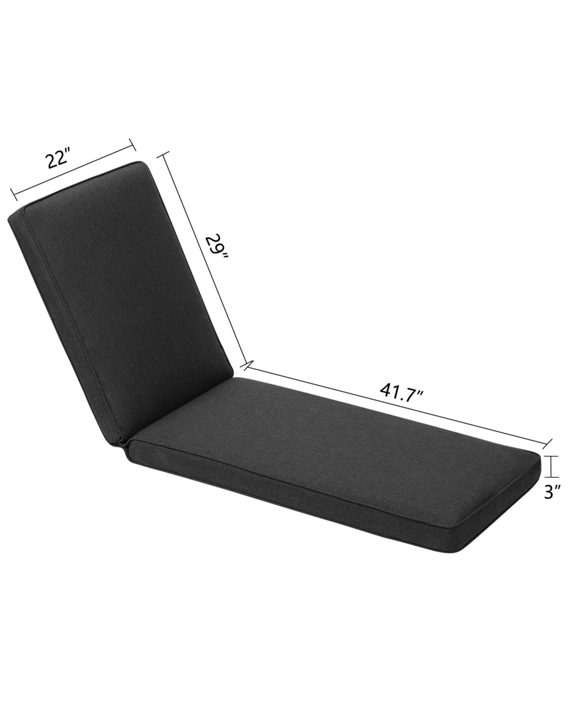 Aoodor Outdoor Lounger Cushion 41.7''Lx22''Wx3''H Chair Seat Cushion - Set of 2