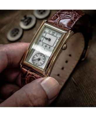 Men's 40x24 mm Gold Large Remote Sweep Leather Strap watch