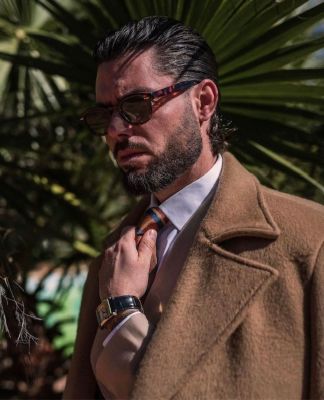 Men's 43x30 mm Black Vintage Like Tank Leather Strap Watch