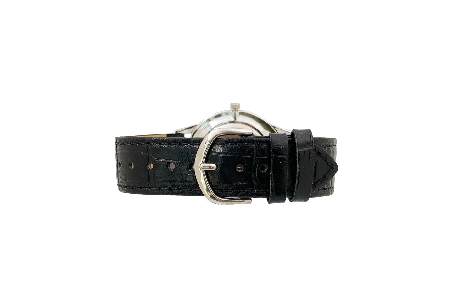 Женские часы Peugeot 40mm Large Face Watch with Bold Arabic Numerals and Leather Band, цвет: Чёрный — фото 2