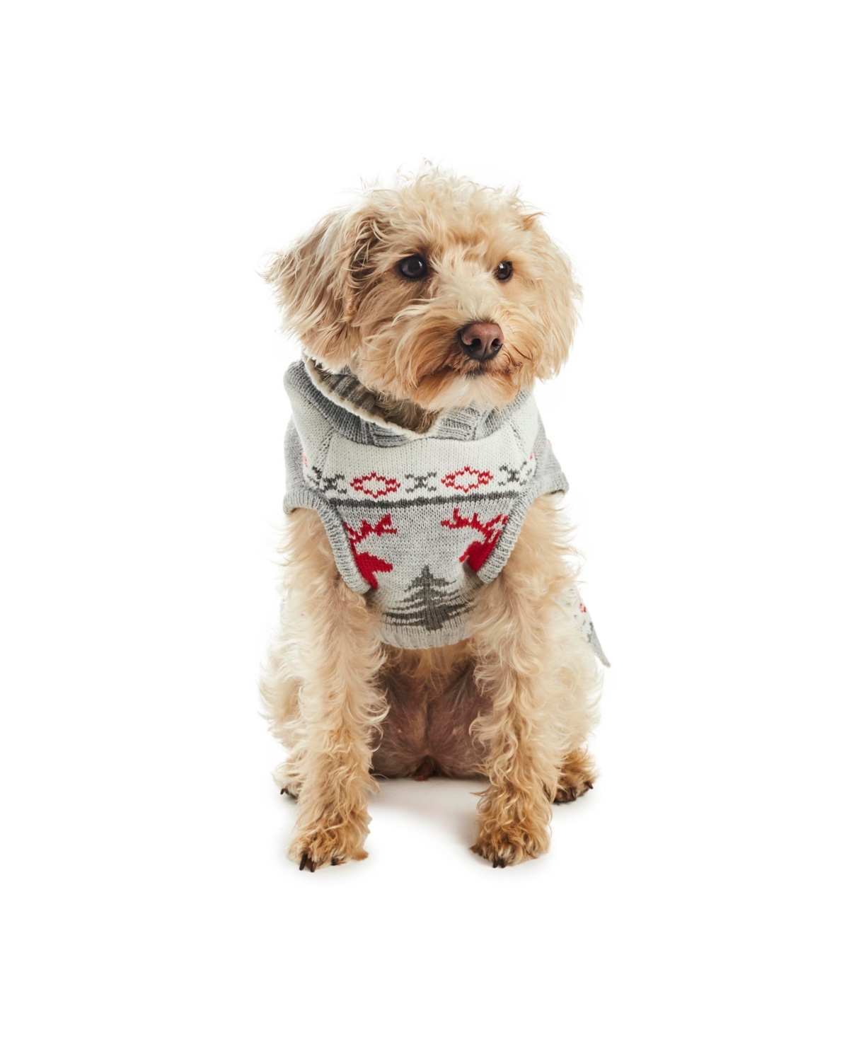 Fair Isle Sweater with Pom-pom dog - Grey mix