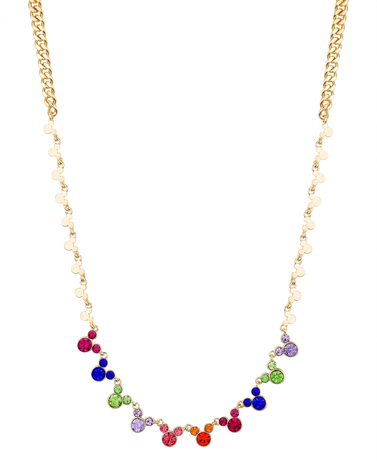 Disney Multi Color Crystal Mickey Mouse Necklace In Gold