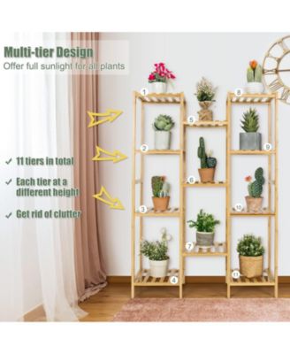 9-Tier Bamboo Plant Stand for Living Room Balcony Garden