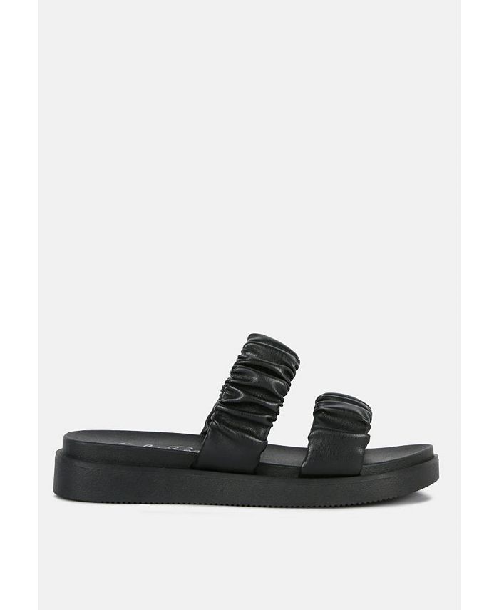 London Rag Women's Faux Leather Ruched Strap Platform Sandals - Macy's