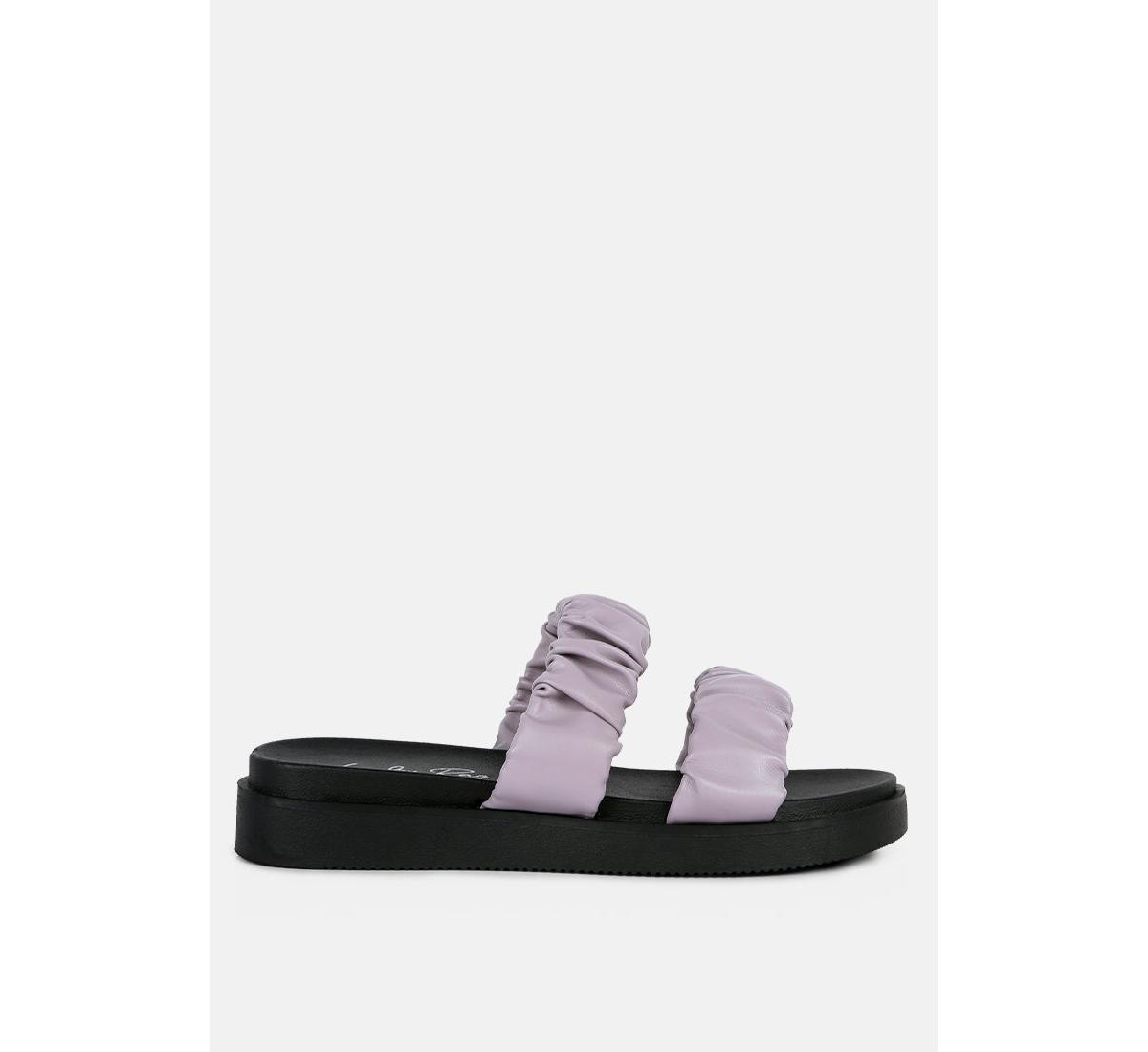 Women's Faux Leather Ruched Strap Platform Sandals - Purple