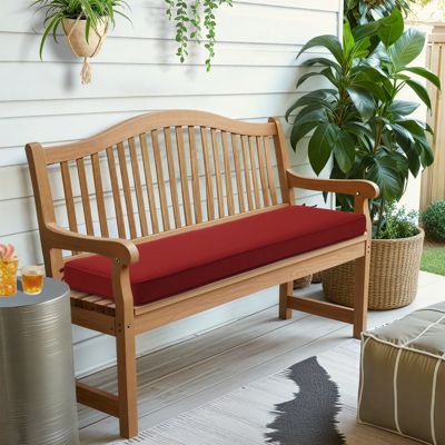 Patio Bench Cushion Outdoor Olefin Fabric Slipcover Sponge Foam 46.5” x 17.7” x 3”- Red