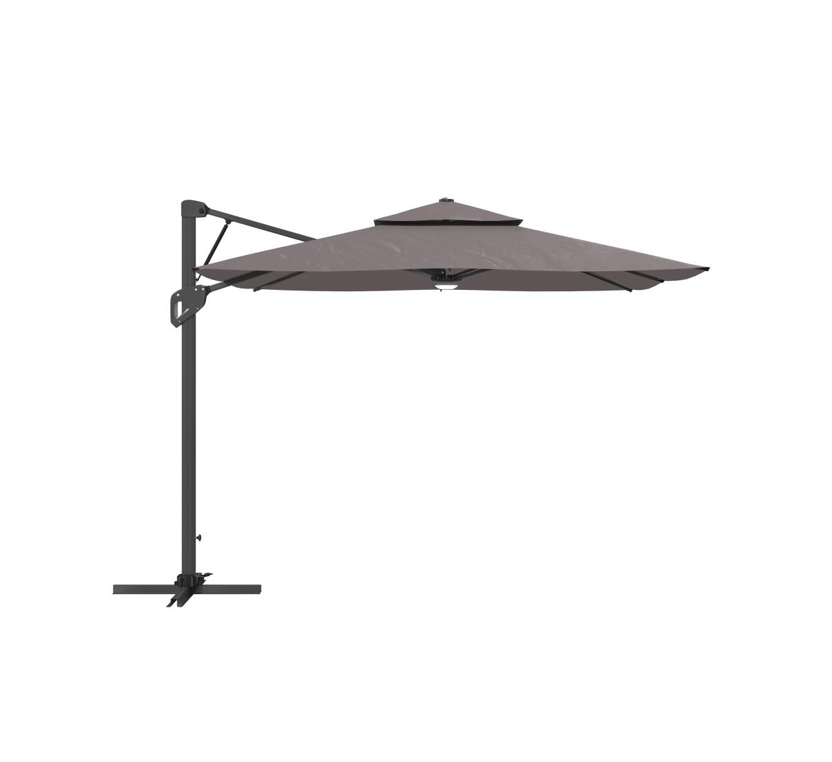 10ft Square Solar Led Offset Cantilever Outdoor Patio Umbrella with Bluetooth Speaker and Included Base - Dark gray