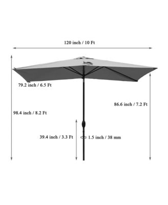 10ft Rectangular Outdoor Patio Umbrella with Tilt and Crank