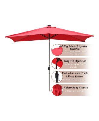 10ft Rectangular Solar LED Market Patio Umbrella