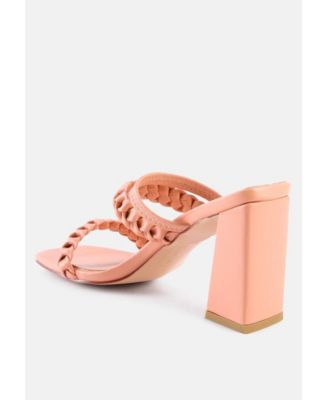 Womens Arnie Dual Braided Strap Block Heel Sandals