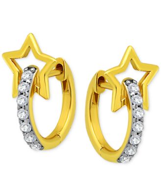 Giani Bernini - Cubic Zirconia Interlocking Star & Circle Hoop Earrings in 18k Gold-Plated Sterling Silver