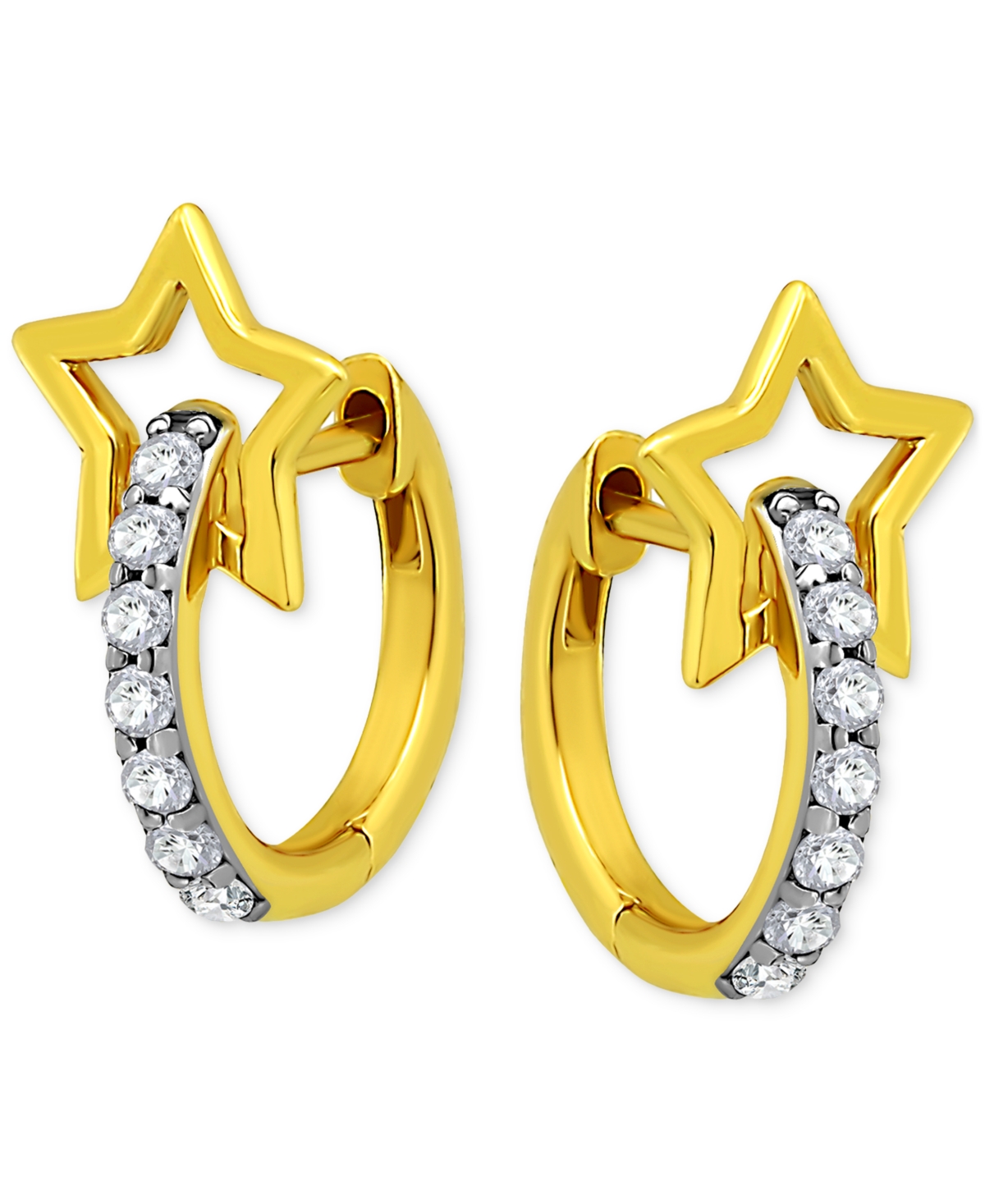 Giani Bernini Cubic Zirconia Interlocking Star & Circle Hoop Earrings In 18k Gold-plated Sterling Silver, Created In Twotone