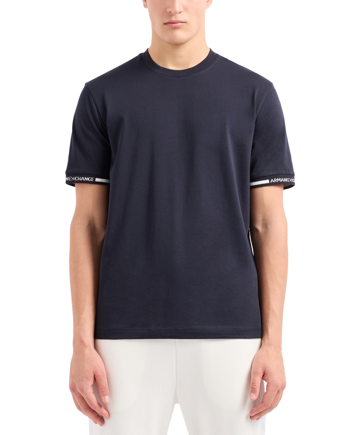A|X Armani Exchange Men's Jacquard Cuffed-Sleeve T-Shirt