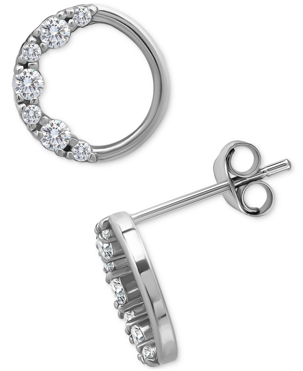 Giani Bernini Cubic Zirconia Circle Stud Earrings In Sterling Silver, Created For Macy's