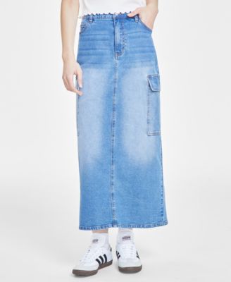 Almost Famous - Juniors' Denim Cargo Maxi Skirt