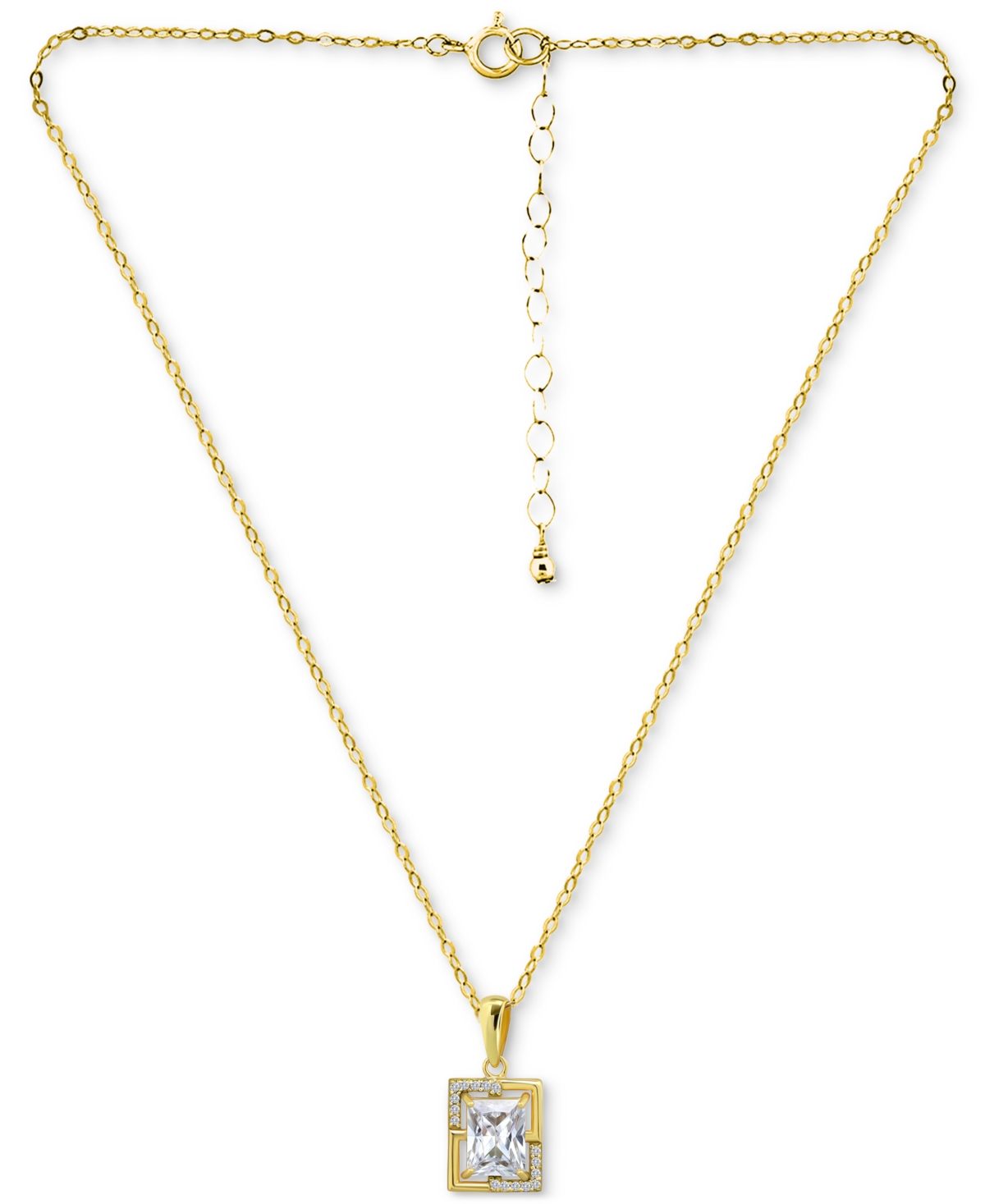 Giani Bernini Cubic Zirconia Baguette Framed Pendant Necklace in 18kPlated Sterling Silver, 16